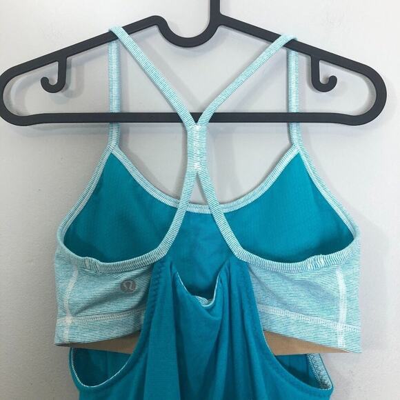 Lululemon Top Bra with Draped Tank Surge Blue Open Sides Workout Running 6 - Picture 4 of 9